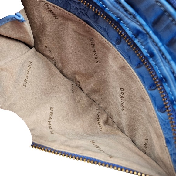 Brahmin Blue Vibrant Azure Melbourne Clutch Wristlet Crocodile Embossed Leather - Picture 10 of 16